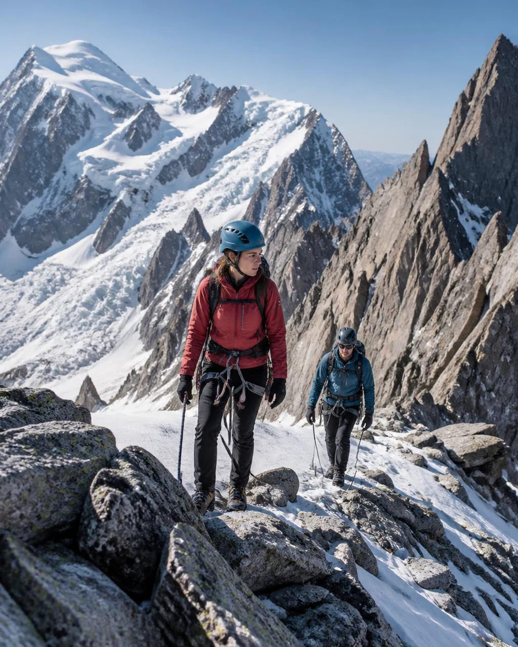 Alpine athletes near Chamonix